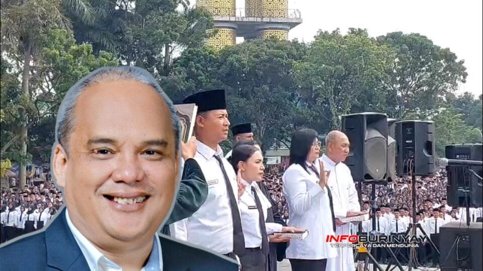 H. Toni Permana memberi apresiasi usai menghadiri pelantikan 7.550 P3KPW formasi 2025 di Lapangan Upakarti Soreang.