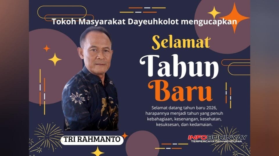 Tokoh masyarakat Dayeuhkolot Tri Rahmanto menyampaikan ucapan Selamat Tahun Baru 2026 kepada masyarakat Kabupaten Bandung.