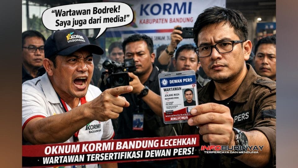 Oknum staf KORMI Kabupaten Bandung terlibat adu argumen dengan wartawan yang menunjukkan kartu identitas pers tersertifikasi Dewan Pers saat kegiatan berlangsung.