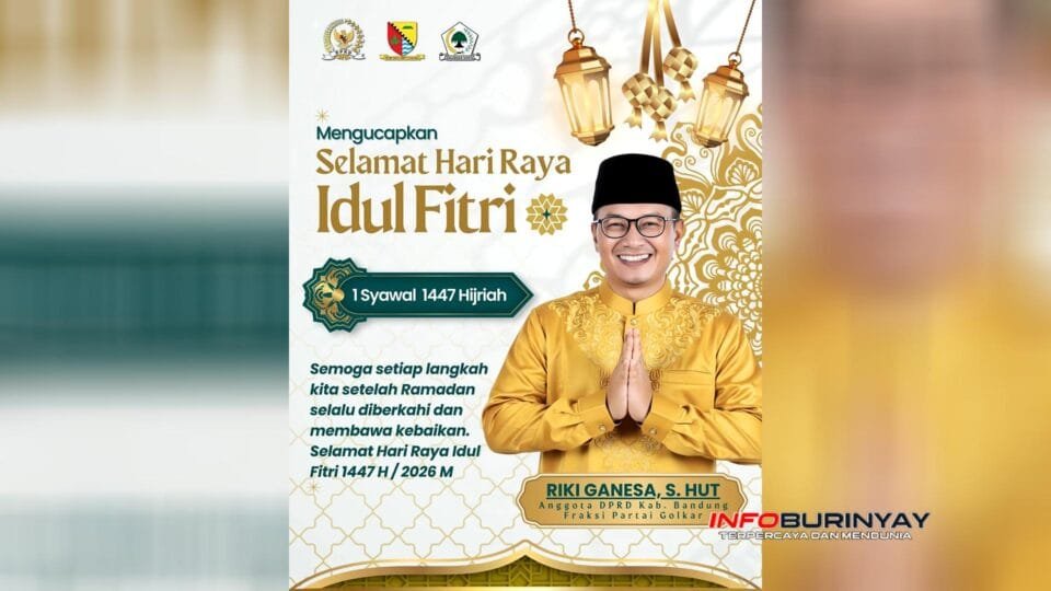 Riki Ganesa anggota DPRD Kabupaten Bandung Fraksi Partai Golkar menyampaikan ucapan Selamat Idul Fitri 1447 H kepada masyarakat