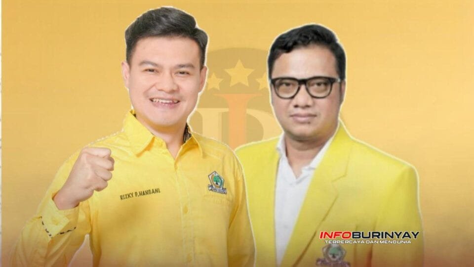 Rizky Prasetya Handani (kiri) bersama Daniel Mutthaqien Safiuddin (kanan) dalam momentum Musda XI Partai Golkar Jawa Barat, simbol soliditas dan dukungan kepemimpinan baru.