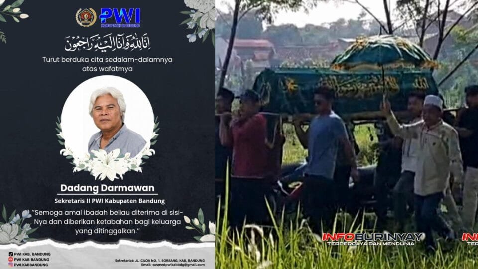 Prosesi pemakaman Dadang Darmawan Sekretaris II PWI Kabupaten Bandung di TPU Desa Bojongkunci Kecamatan Pameungpeuk