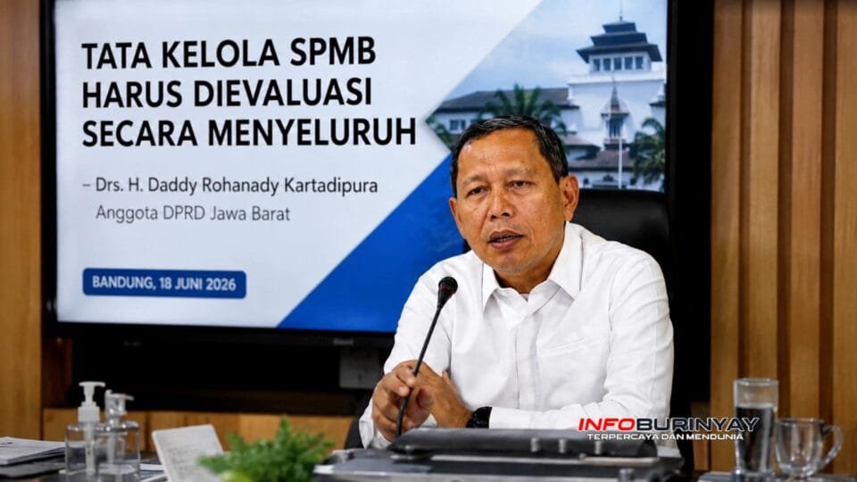 Drs. H. Daddy Rohanady Kartadipura menyampaikan pernyataan terkait evaluasi menyeluruh tata kelola Sistem Penerimaan Murid Baru (SPMB) Jawa Barat 2026 di tengah polemik PCMB.