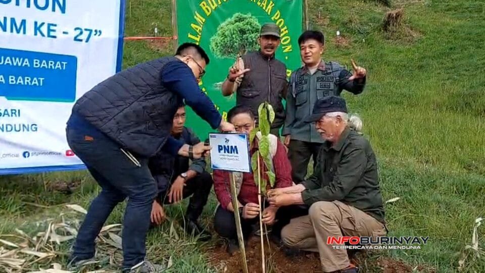 Penanaman pohon endemik Jawa Barat oleh PNM Bandung bersama Yayasan Panata Giri Raharja dan pegiat lingkungan di Bumi Perkemahan Rancacangkuang, Desa Mekarsari, Pasirjambu, Kabupaten Bandung, dalam rangka HUT ke-27 PNM dan Hari Lingkungan Hidup Sedunia 2026.