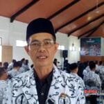 Ketua PGRI Kabupaten Bandung H. Yusup Salim, S.Pd.I., M.Pd., memberikan keterangan kepada media usai Konferensi Kerja I PGRI Kabupaten Bandung Masa Bakti XXIII Tahun 2025–2030 di Gedung PGRI Kabupaten Bandung, Sabtu (20/6/2026).