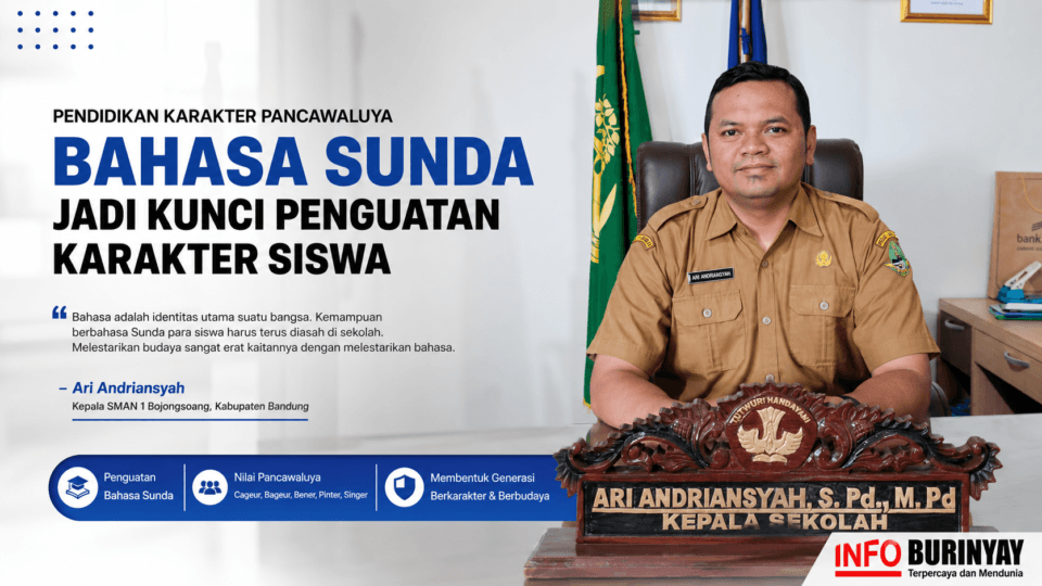 Kepala SMAN 1 Bojongsoang Ari Andriansyah menyampaikan pentingnya penguatan Bahasa Sunda sebagai fondasi pendidikan karakter Pancawaluya di Jawa Barat.