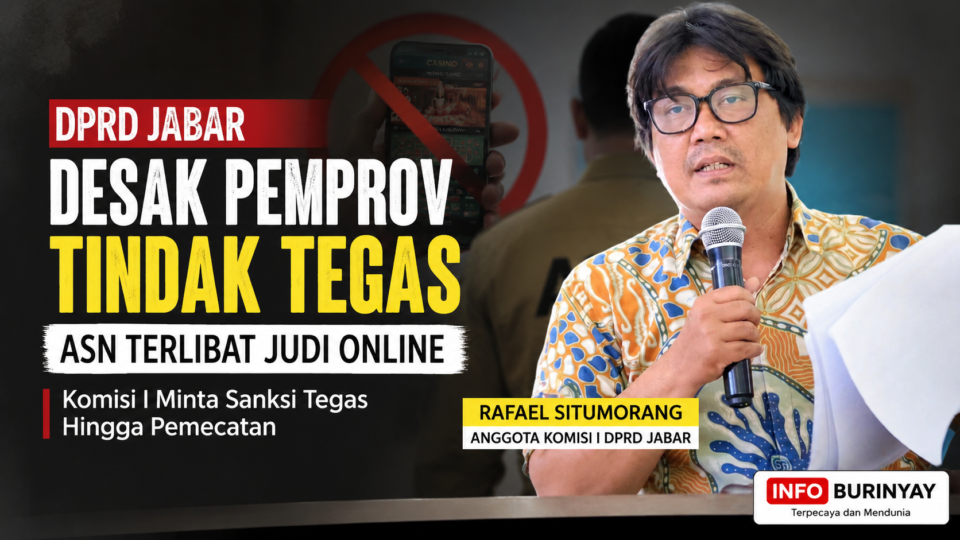 Anggota Komisi I DPRD Jawa Barat Rafael Situmorang menyampaikan desakan kepada Pemprov Jabar agar segera menindak tegas ASN yang diduga terlibat judi online sesuai ketentuan peraturan yang berlaku.