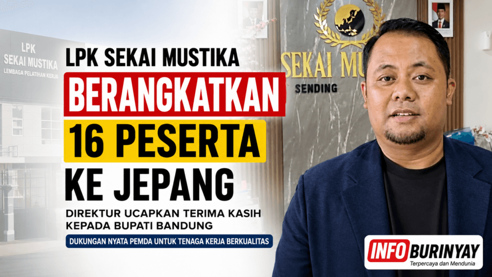 Direktur LPK Sekai Mustika H. Indra Mustika, S.Pd., M.M. saat pelepasan 16 peserta magang kerja ke Jepang di Rancaekek, Kabupaten Bandung, didukung Pemerintah Kabupaten Bandung.