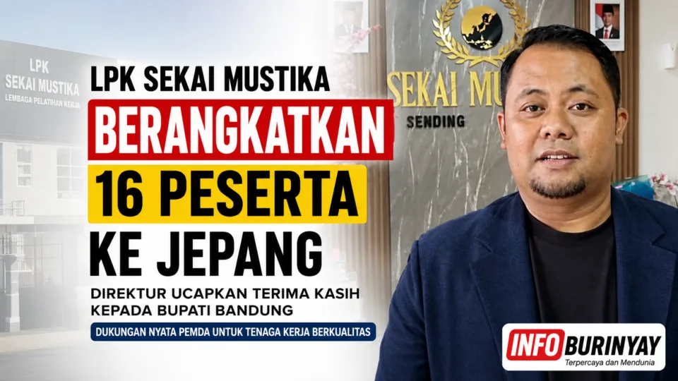 Direktur LPK Sekai Mustika H. Indra Mustika, S.Pd., M.M. saat pelepasan 16 peserta magang kerja ke Jepang di Rancaekek, Kabupaten Bandung, didukung Pemerintah Kabupaten Bandung.