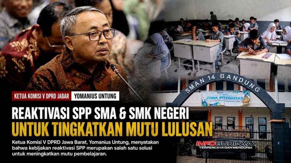 Ketua Komisi V DPRD Jawa Barat Yomanius Untung saat menyampaikan wacana reaktivasi SPP untuk SMA dan SMK negeri dalam pembahasan revisi Perda Pendidikan di Jawa Barat.