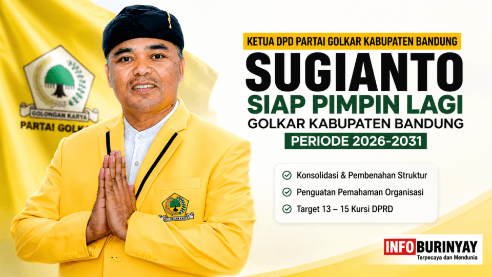 Ketua DPD Partai Golkar Kabupaten Bandung Dr. H. Sugianto, M.Si., menyatakan siap kembali memimpin Golkar periode 2026–2031 dengan target meraih 15 kursi DPRD Kabupaten Bandung.