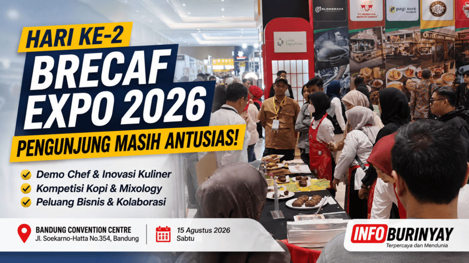Brecaf Expo 2026 hari kedua ramai pengunjung di Bandung Convention Centre dengan demo chef dan pameran kuliner