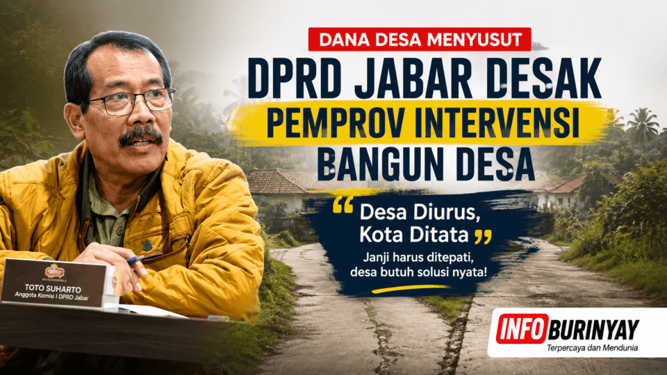 Anggota Komisi I DPRD Provinsi Jawa Barat Toto Suharto mendesak Pemprov Jabar merealisasikan program "Desa Diurus, Kota Ditata" setelah pengalihan Dana Desa 2026 menghambat pembangunan infrastruktur desa.