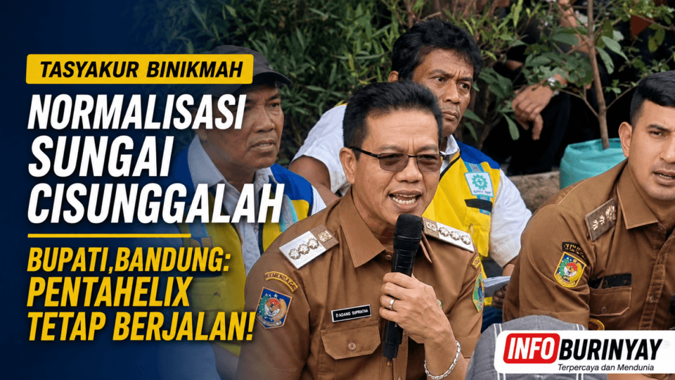 Bupati Bandung Dadang Supriatna saat Tasyakur Binikmah normalisasi Sungai Cisunggalah di Solokan Jeruk
