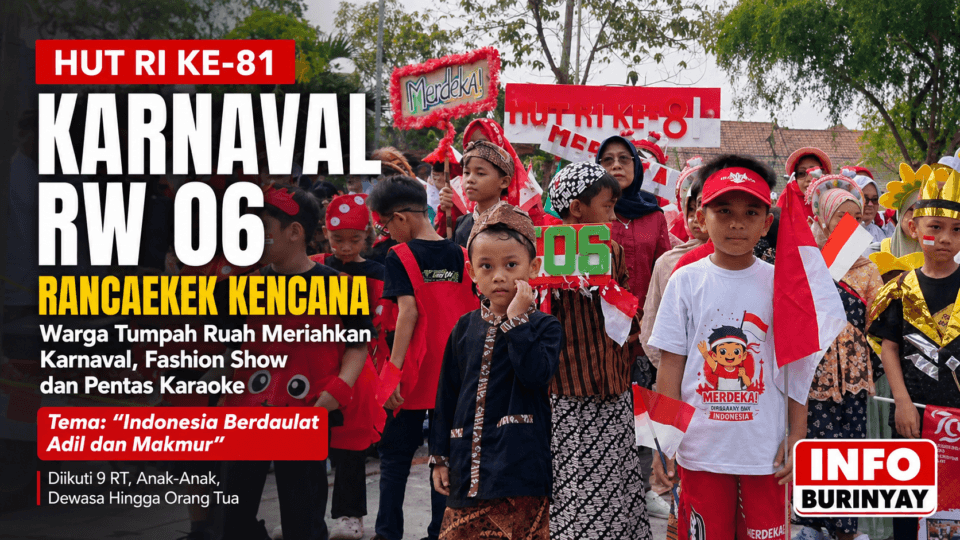 Karnaval RW 06 Rancaekek Kencana diikuti warga 9 RT dengan kostum kreatif untuk merayakan HUT RI ke-81