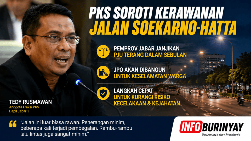 Anggota Fraksi PKS DPRD Jawa Barat Tedy Rusmawan menyampaikan interupsi terkait kerawanan Jalan Soekarno-Hatta Bandung dan mendesak percepatan pemasangan PJU serta pembangunan JPO.