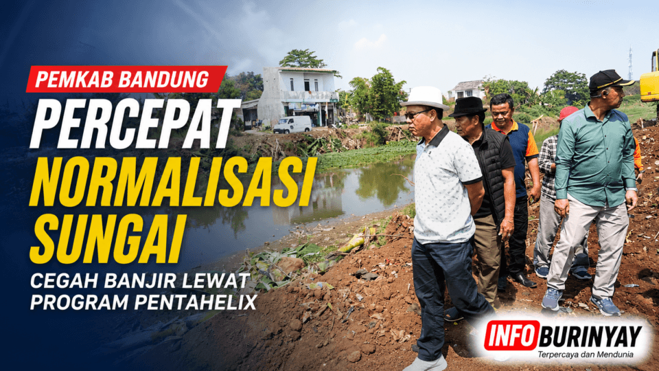 Bupati Bandung Dadang Supriatna meninjau normalisasi Sungai Cikeruh di Desa Tegalluar, Bojongsoang, sebagai bagian Program Pentahelix untuk mempercepat penanganan banjir di Kabupaten Bandung.