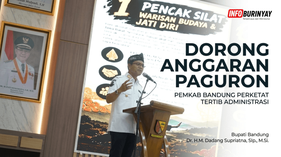 Bupati Bandung Dadang Supriatna saat memberikan arahan pada pelantikan DPD PPSI Kabupaten Bandung 2026–2031