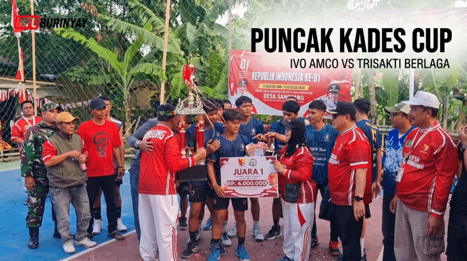 Ivo Amco RW 01 juara Kades Cup Desa Sangiang usai menerima trofi dan uang pembinaan