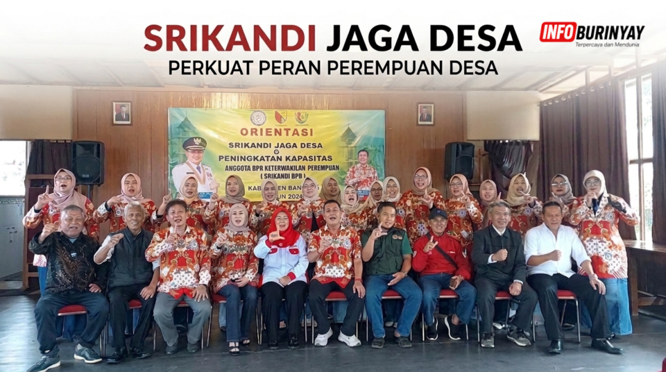 Foto bersama peserta dan pengurus ABPEDNAS Kabupaten Bandung usai Orientasi Srikandi Jaga Desa dan Peningkatan Kapasitas BPD Keterwakilan Perempuan di Soreang.