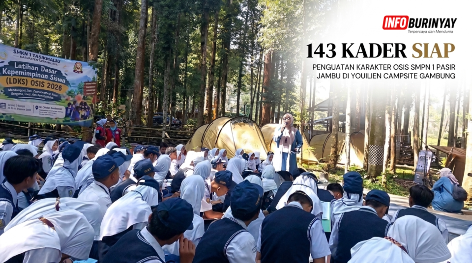 Kegiatan LDKS OSIS 2026 SMPN 1 Pasirjambu di Youlien Campsite Gambung diikuti 143 siswa.
