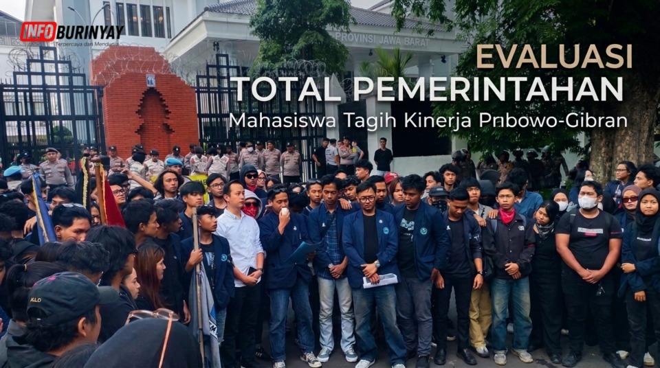 Mahasiswa Universitas Langlangbuana menyampaikan aspirasi melalui orasi terkait ekologi, konflik agraria, demokrasi, dan evaluasi pemerintahan.