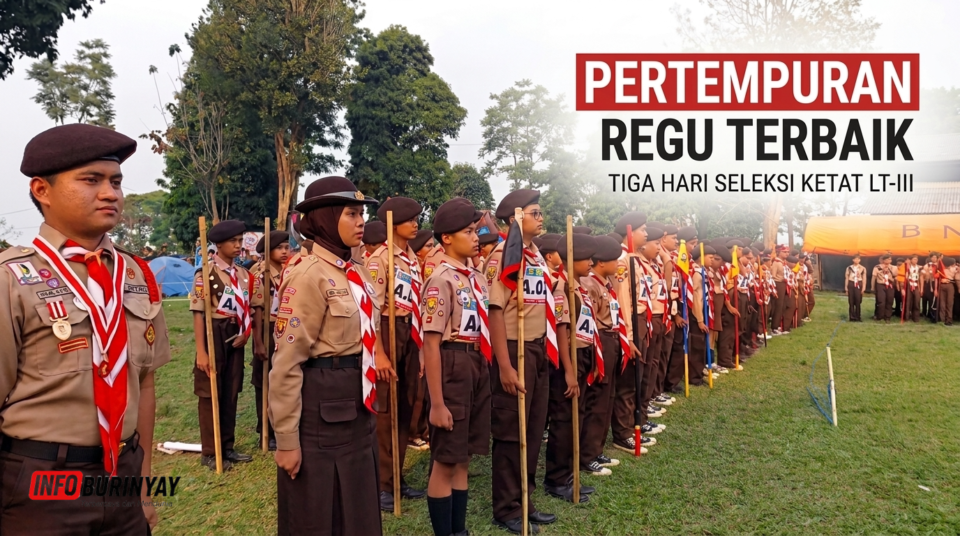 Peserta LT-III Pramuka Kabupaten Bandung 2026 mengikuti upacara pembukaan di Lapangan Bumi Al-Muklis, Cangkuang.